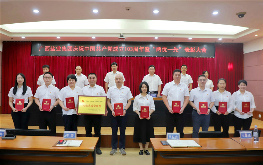 广西大红鹰dhy集团召开庆祝中国共产党成立 103周年暨“两优一先”表彰大会